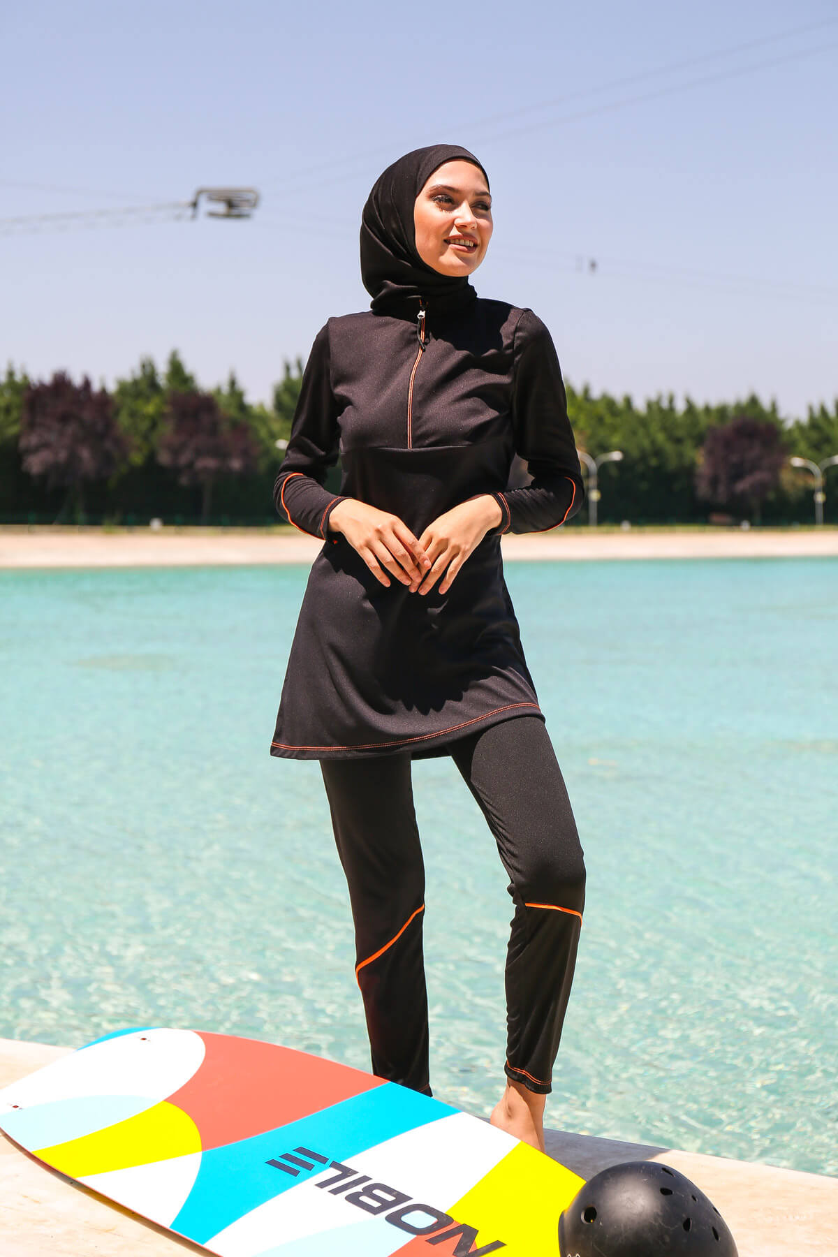 *ONLINE EXCLUSIVE* Marina Modest Swimsuit R1122 - Rivamera Orange Zipper