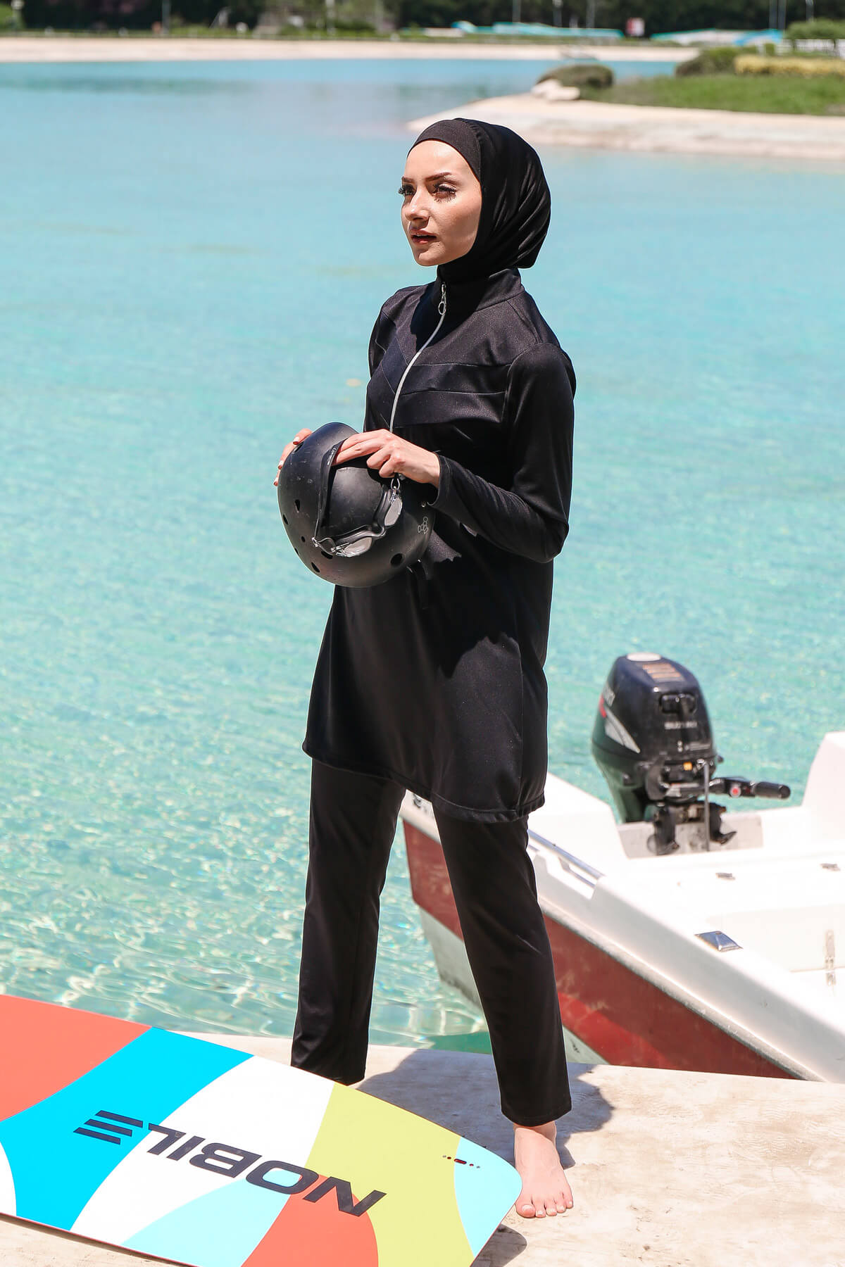 *ONLINE EXCLUSIVE* Marina Modest Swimsuit R1123 - Rivamera Black Zipper