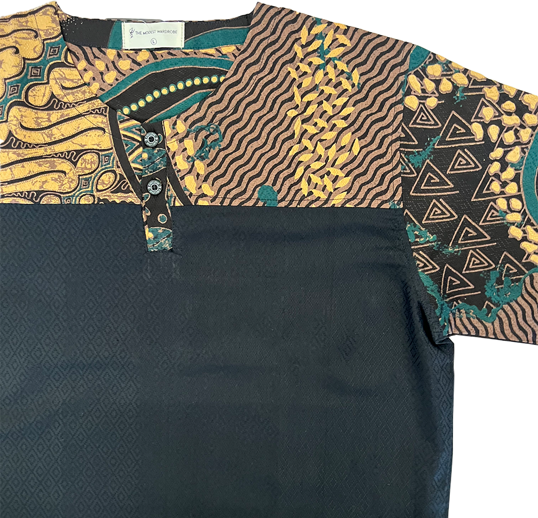 TMW Batik Kurta Men Short Sleeve (T) - Nature Black