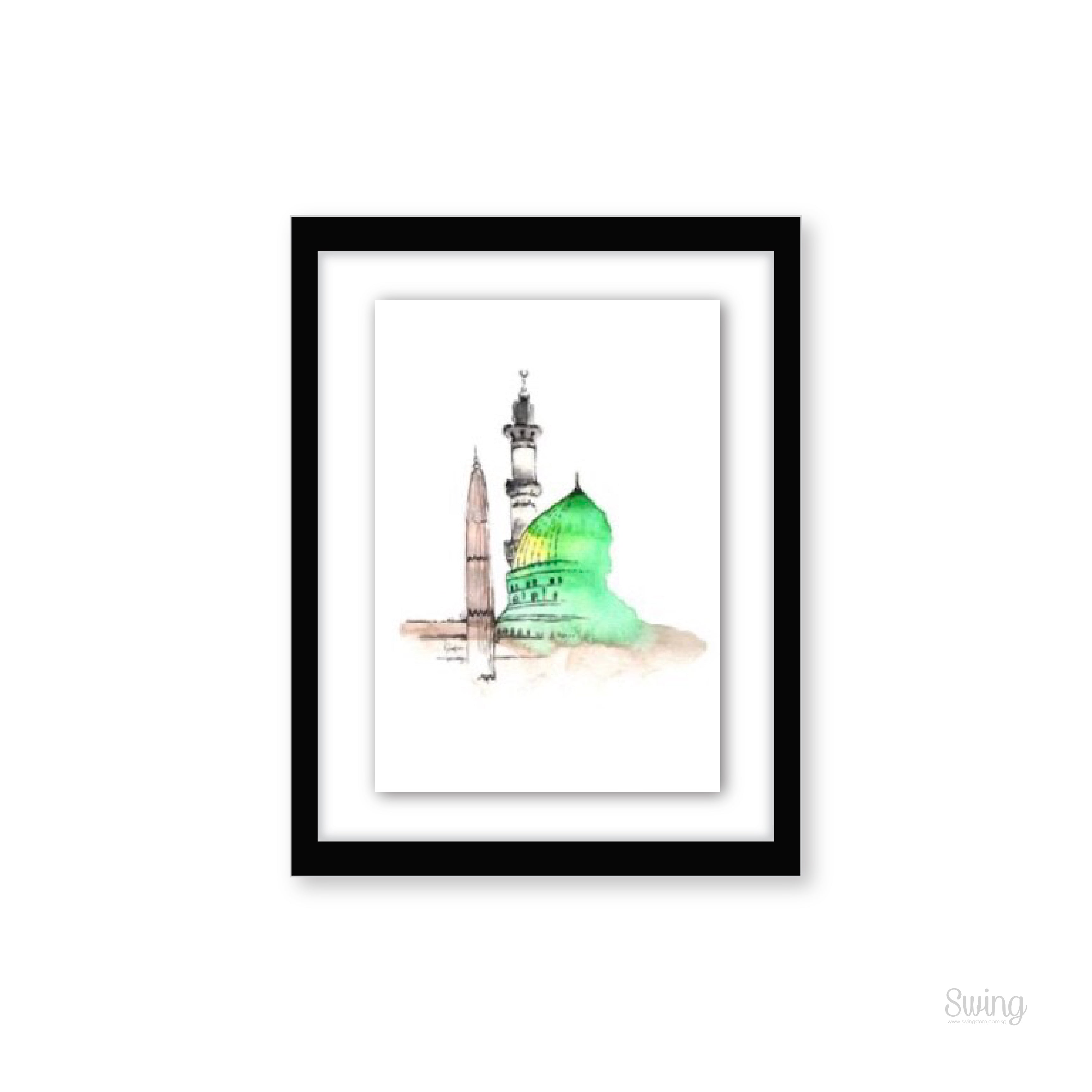 015 QL Watercolour Canvas Series (3 Sacred Places) | Canvas with Black Wood Frame