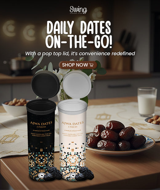 SWING SUROOR - Ajwa Dates On the Go : Pop-top lids. | Black