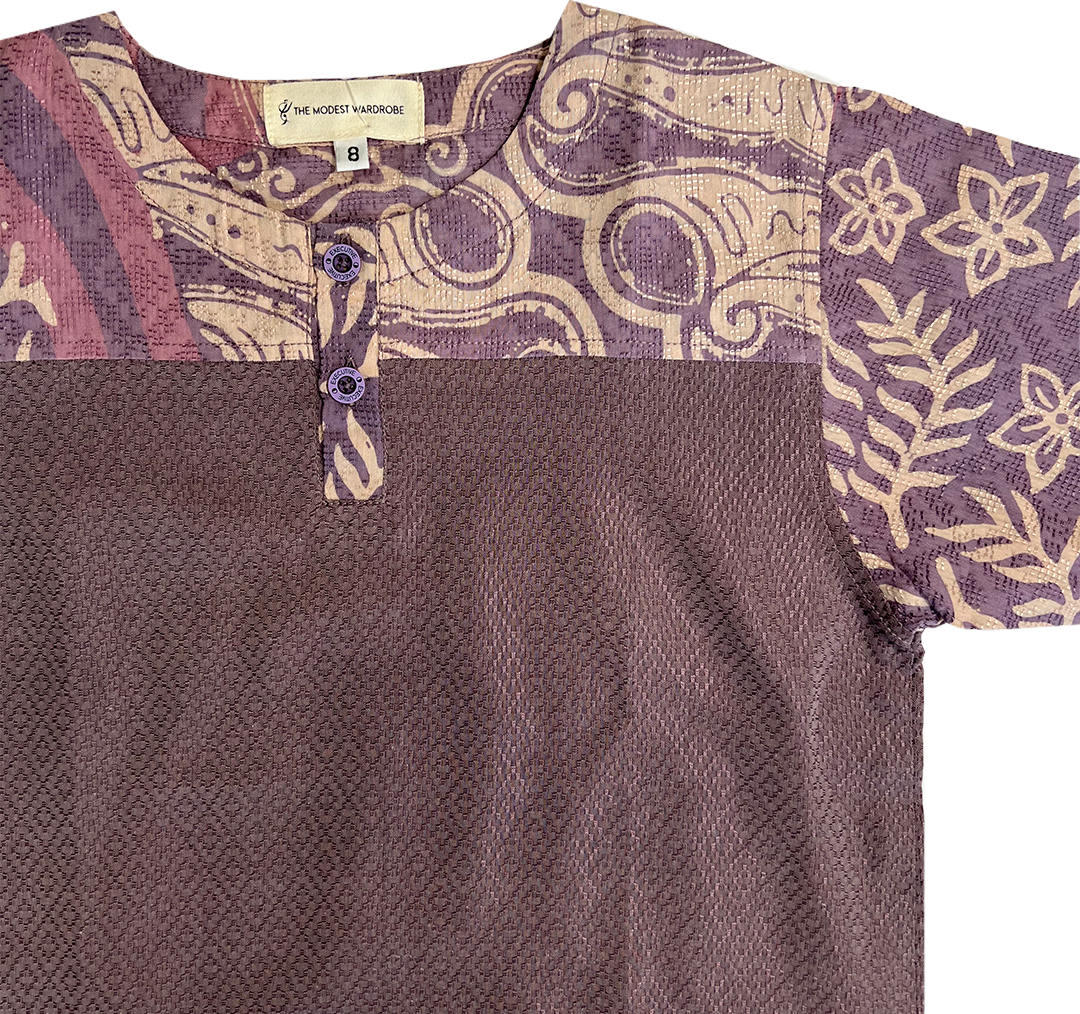TMW Boy’s Batik Kurta Short Sleeve (T) - Purple Mauve