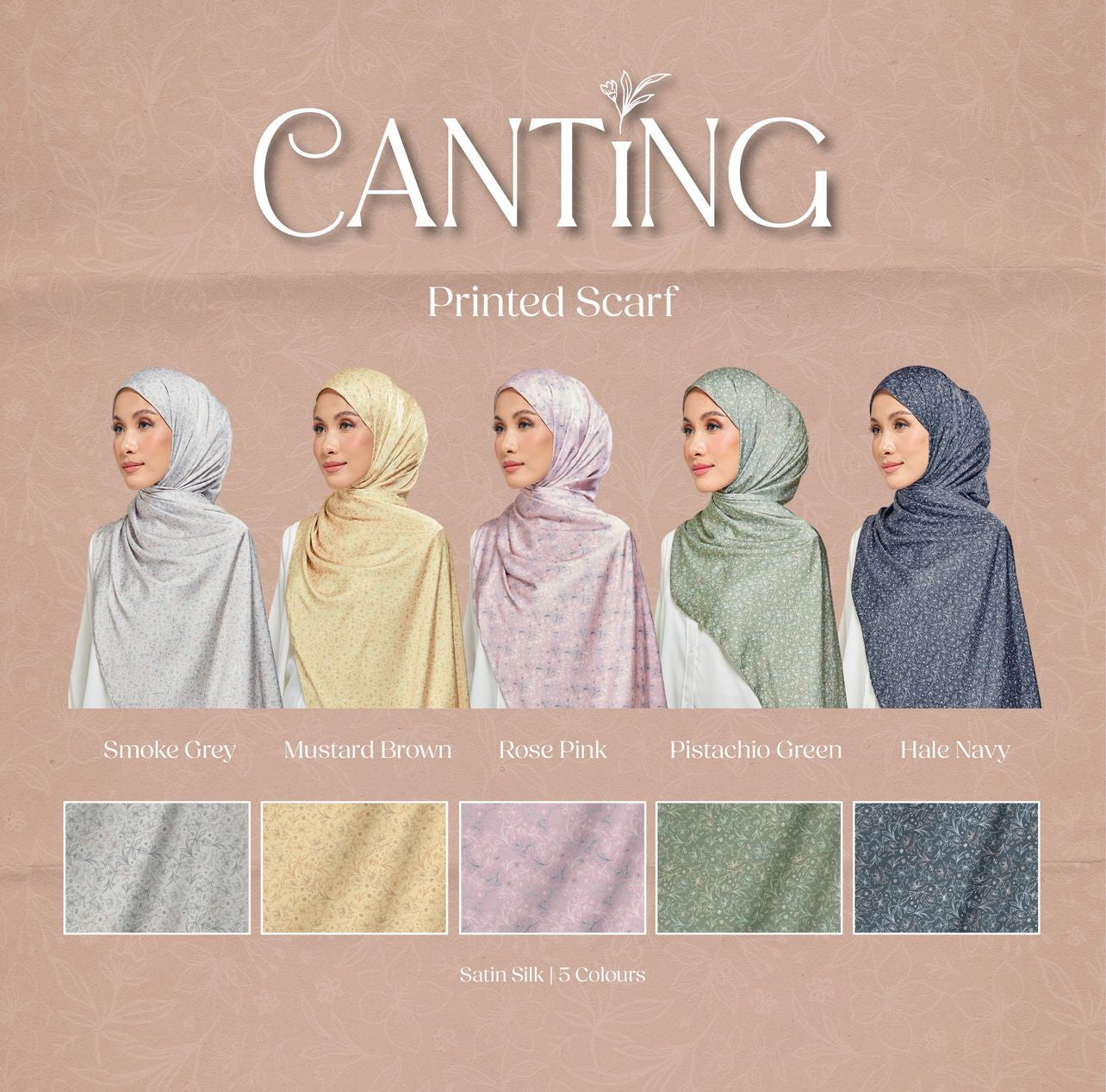 UMMA Canting Printed Satin Silk Scarf