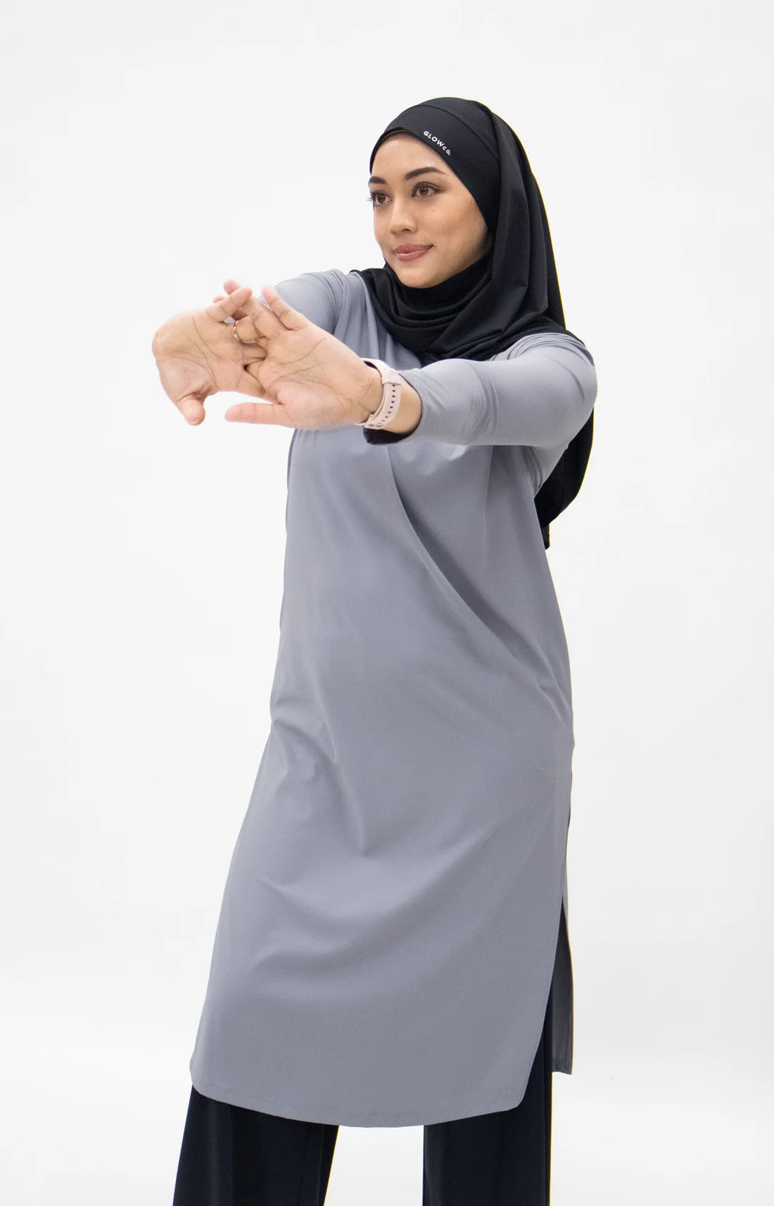 Glowco Ultra Light Active Long Tunic in Dusty Blue