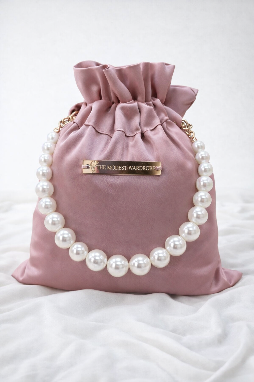 TMW Premium Satin Silk with Pearl bag - 2 Piece Prayerwear Telekung