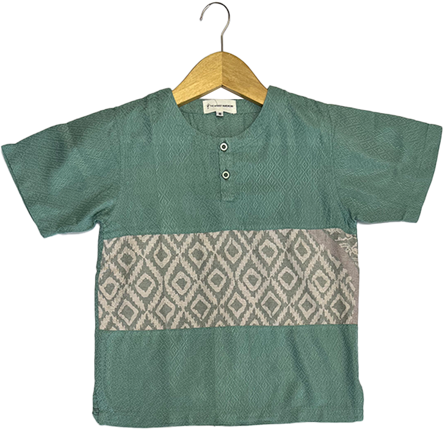 TMW Boy’s Batik Kurta Short Sleeve (C) - Teal Green
