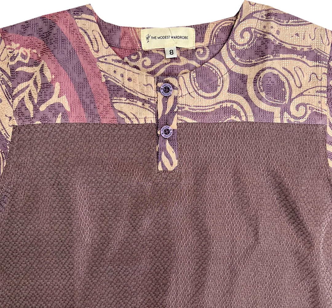TMW Boy’s Batik Kurta Short Sleeve (T) - Purple Mauve