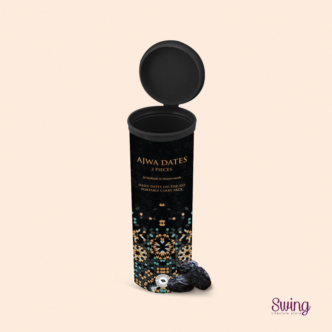 SWING SUROOR - Ajwa Dates On the Go : Pop-top lids. | White