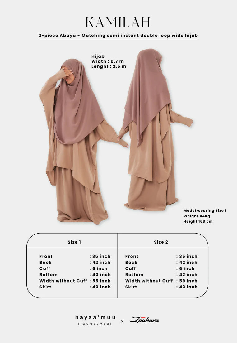 Zaahara Kamilah Two-Piece Abaya Set with Matching Instant Shawl