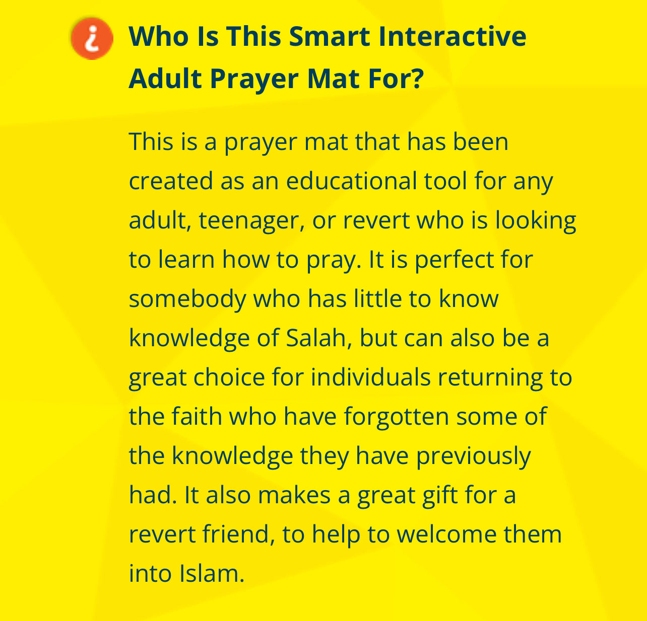 MY SALAH MAT - Adult/ Revert Interactive Prayer Mat