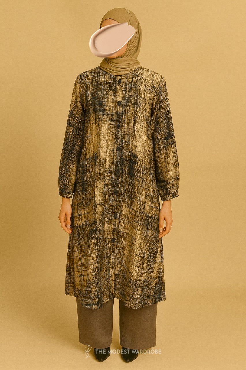 FESA - 007 Linen Polo Printed Blouse N50