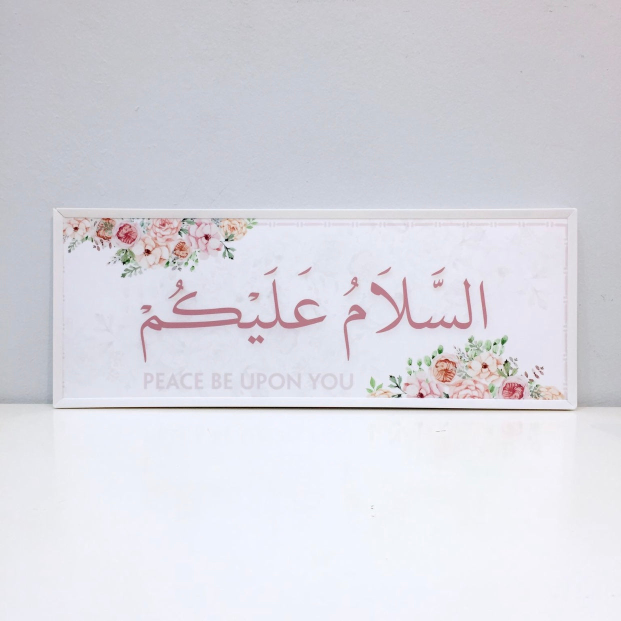 D024 Pink Floral Salam Arabic - Door Greeting Black Capping