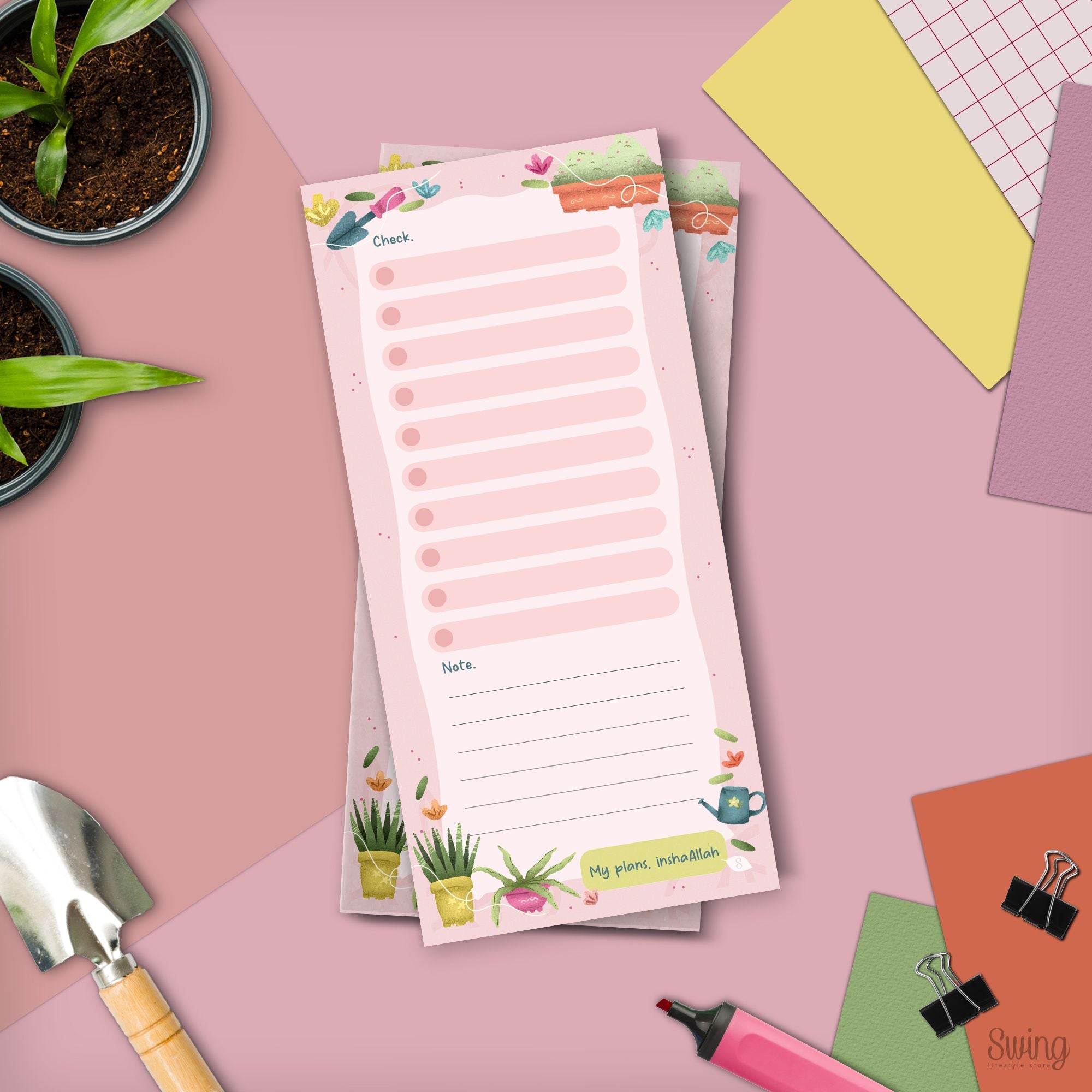 Long Memo Pad with Clipboard ( 4 colours )