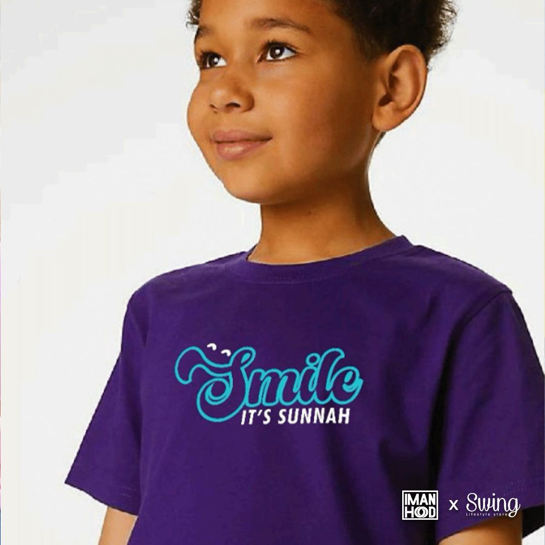 Imanhood - Smile It's Sunnah Toddler Short Sleeve Kids Tee (Purple)