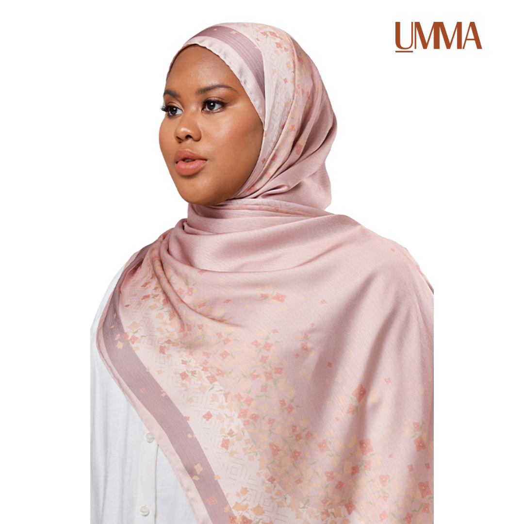 UMMA Bunga Kertas Crinkle Satin Scarf (DC)