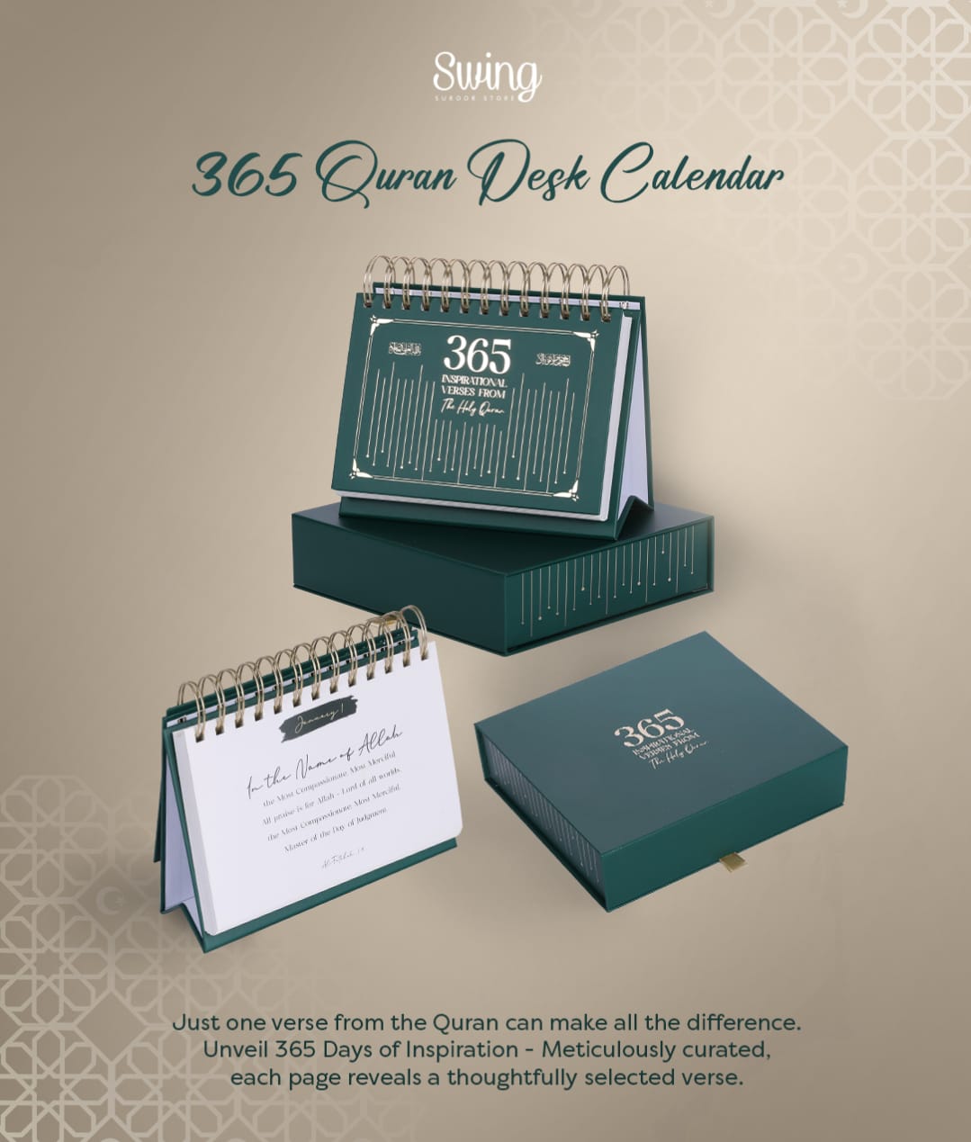 SWING SUROOR - 365 Inspirational Verses : Quran Desk Calendar