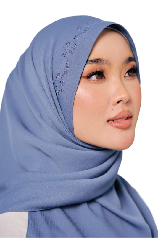 UMMA Sulam Mekar Ironless Chiffon Triangle Bawal