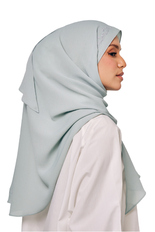 UMMA Sulam Mekar Ironless Chiffon Triangle Bawal