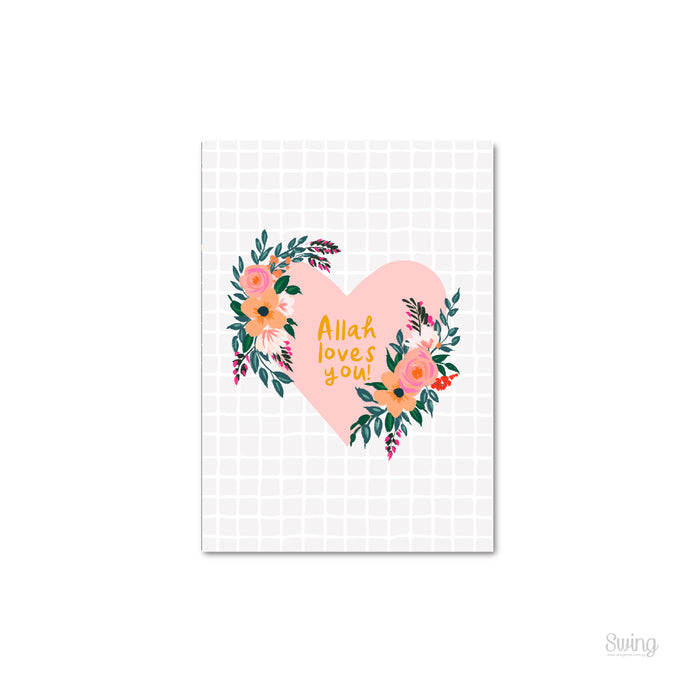 Allah Loves You (Heart) - A4 White Capping