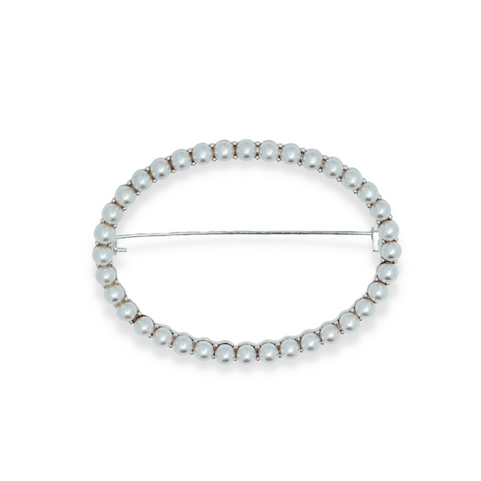 LadyN Elly Long Pearl Brooch - Oval