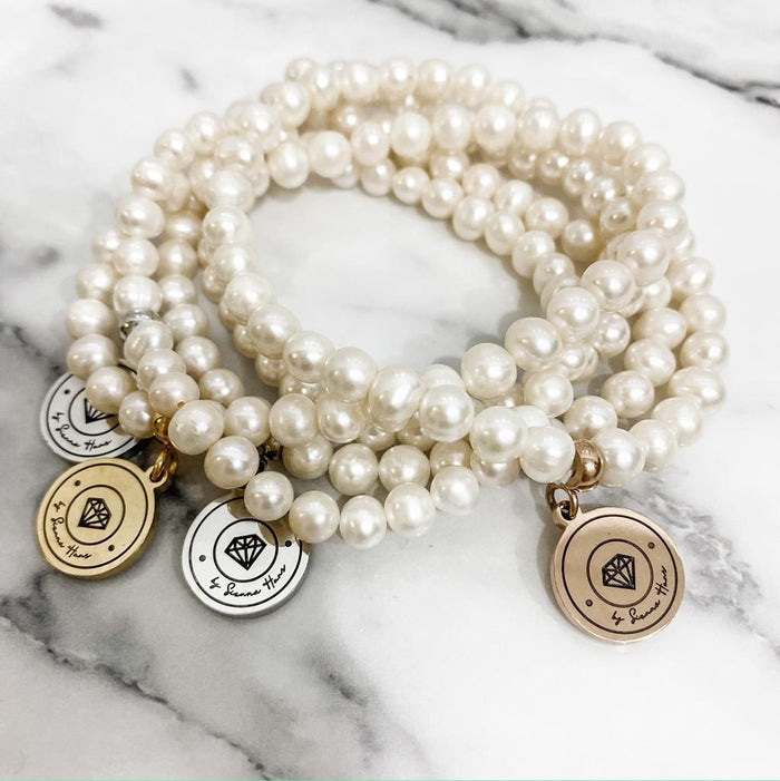 ٣٣ white freshwater pearls tasbih bracelet (3 Colours)