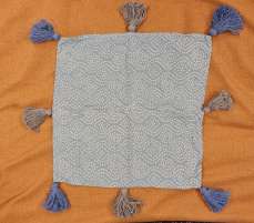 Cushion - Aquamarine Blue Grey Tassle (40x40)