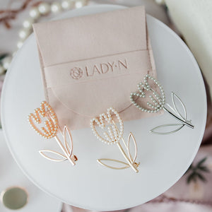 LadyN Tulip Pearl Brooch