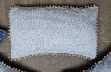 Cushion - Maya Blue Paisley Small Grey Pompom (40x65)