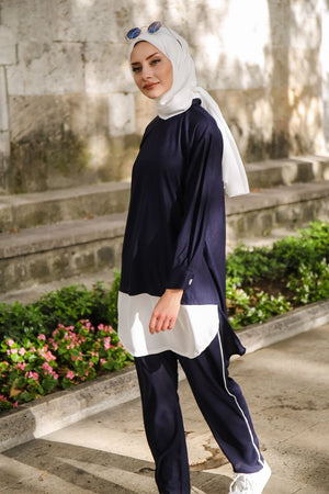 Marina Tracksuit Set E2009 - Navy Blue