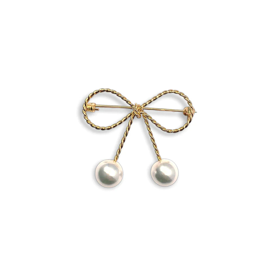 LadyN Rope Bow & Pearl Brooch