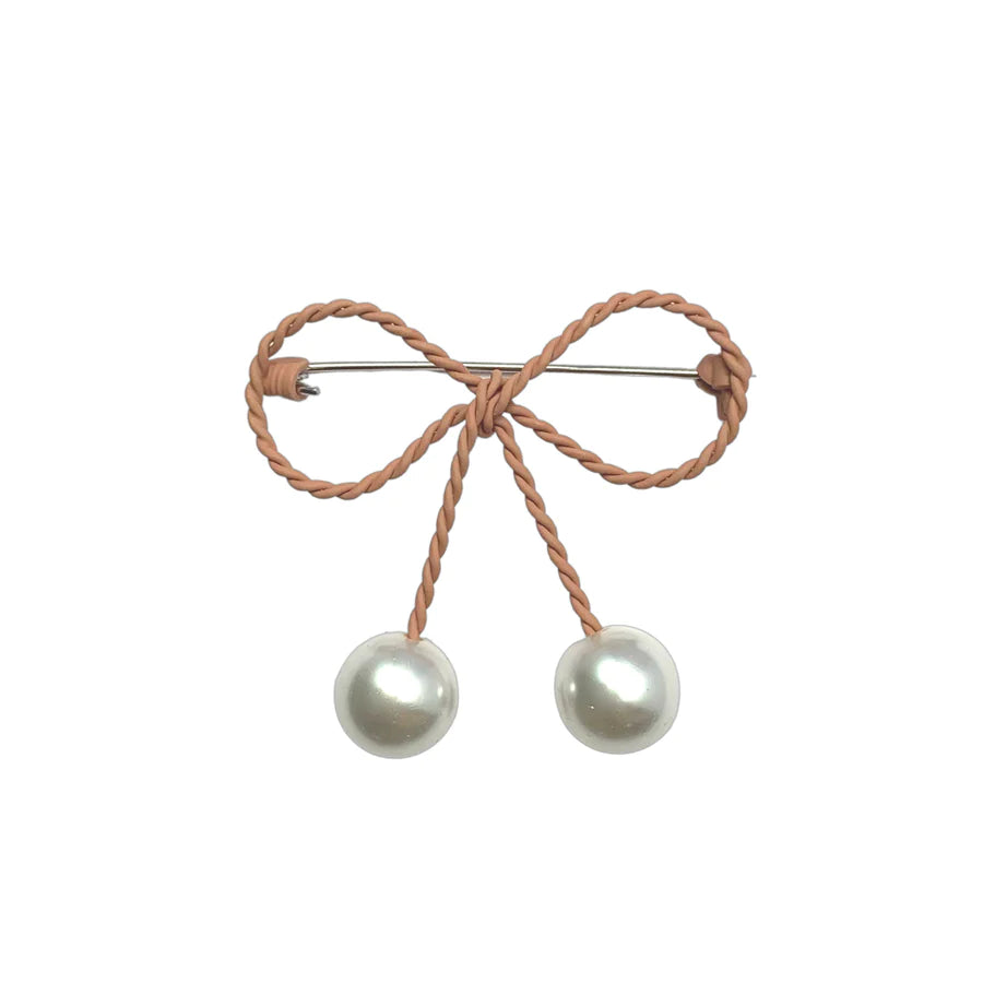 LadyN Rope Bow & Pearl Brooch