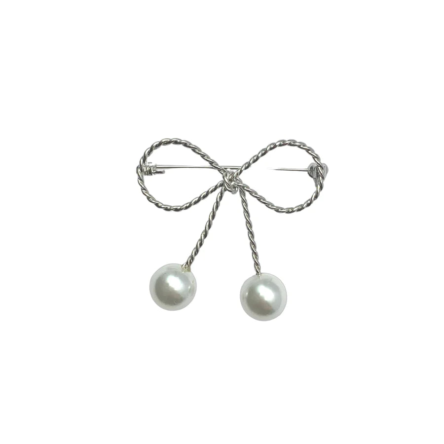 LadyN Rope Bow & Pearl Brooch