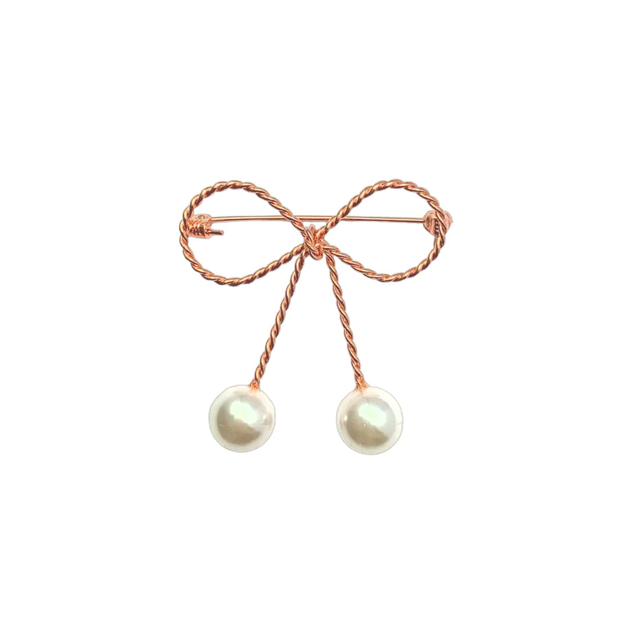 LadyN Rope Bow & Pearl Brooch