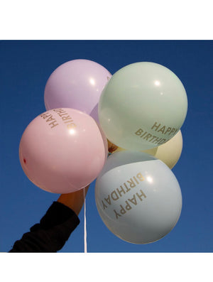 Balloons, 5 Pack, Pastel, Happy Birthday